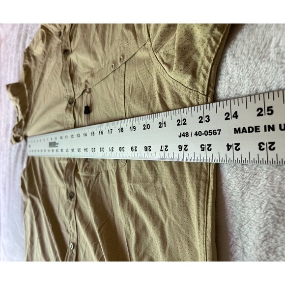 Canada Weathergear Mens Beige Short-Sleeve Button-Down Shirt Large Vented Back - Picture 7 of 12